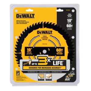 DISCO DE SIERRA, 10 PULGADAS, EJE 5/8 PULG, 60 DIENTES DE CARBURO, PARA USO GENERAL EN MADERA. MARCA DEWALT