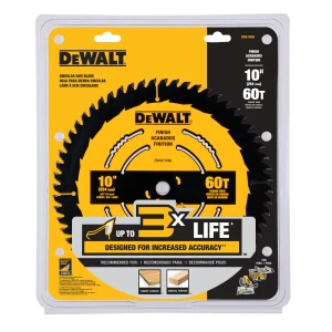 DISCO DE SIERRA, 10 PULGADAS, EJE 5/8 PULG, 60 DIENTES DE CARBURO, PARA USO GENERAL EN MADERA. MARCA DEWALT
