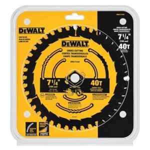 DISCO DE SIERRA, 7-1/4 PULG, EJE 5/8 PULG, 40 DIENTES DE CARBURO, PARA CORTES TRANSVERSALES EN MADERA. MARCA DEWALT
