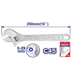 LLAVE AJUSTABLE / CANGREJO CROMADO 10 PULGADAS. MARCA EMTOP