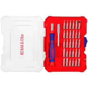 JUEGO DE 30 PUNTAS DE PRECISION, DESTORNILLADOR, EXTENSION, ESTUCHE PLASTICO, IDEAL PARA IPHONE Y IPAD. MARCA EMTOP