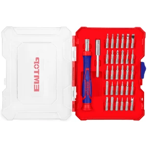 JUEGO DE 30 PUNTAS DE PRECISION, DESTORNILLADOR, EXTENSION, ESTUCHE PLASTICO, IDEAL PARA IPHONE Y IPAD. MARCA EMTOP