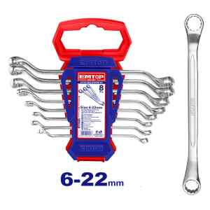 JUEGO DE 8 LLAVES DOBLE CORONA, DE 6 A 22 MM. MARCA EMTOP