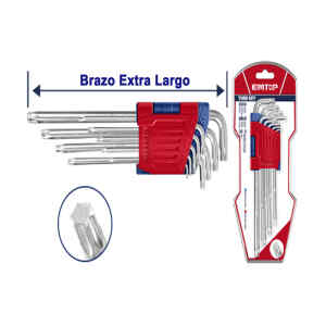 JUEGO DE 9 LLAVES TORX, DE T15 A LA T50. MARCA EMTOP