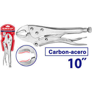 VICE GRIP, ALICATE DE PRESION CURVO, 10 PULG, NIQUELADO. MARCA EMTOP
