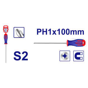 DESTORNILLADOR PHILLIPS, PH1, NO.1 DE 4 PULGADAS DE LARGO. MARCA EMTOP