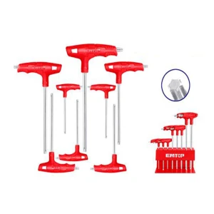 JUEGO DE 8 LLAVES TORX CON MANGO, MEDIDA DE T10-T50, CON ORGANIZADOR. MARCA EMTOP