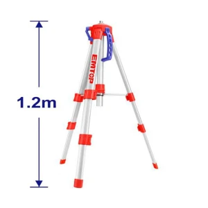 TRIPODE PARA NIVELES LASER, ROSCA 5/8 Y 1/4 PULG, ALTURA 1.2 METROS MAXIMO. MARCA EMTOP