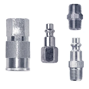 SET DE 4 ACOPLES RAPIDOS, 1 JALADOR, 1 ACOPLE HEMBRA, 1 MACHO, CONECTOR DOBLE MACHO DE 1/4 PULG. CAMPBELL HAUSFELD
