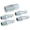 SET DE 5 PIEZAS, ACOPLES RAPIDOS, 1/4 PULG PARA COMPRESOR. 4 ACOPLES MACHOS Y 1 JALADOR. MARCA CAMPBELL HAUSFELD