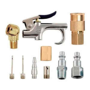 Pistola De Sopletear Neumatica,Set 10 Piezas,1/4 Pulg, Aguja,Acople Macho,Hembra,4 Conectores,1 Calibrador.Campbell