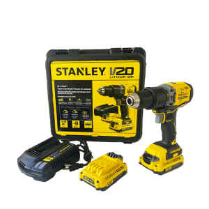 BARRENO PERCUTOR, SIN CARBONES, INALAMBRICO, 20 VOLTIOS, 2 BATERIAS, MALETA PLASTICA. MARCA STANLEY