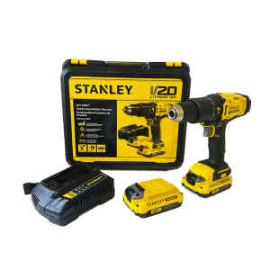 BARRENO PERCUTOR, 20 VOLTIOS, MALETA PLASTICA, 2 BATERIAS, 1/2 PULG, INALAMBRICO. MARCA STANLEY