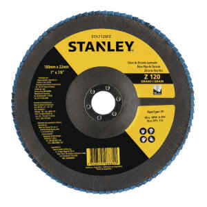 DISCO FLAP DE ZIRCONIO, 7 x 7/8 PULG, GRANO 120. MARCA STANLEY