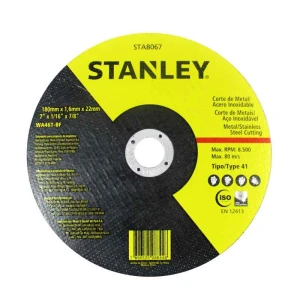 DISCO ABRASIVO, 7 X 1/16 X 7/8,PLANO, PARA CORTAR ACERO INOXIDABLE. MARCA STANLEY