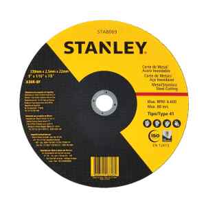 DISCO ABRASIVO, PLANO, 9 X 7/8 PULG, ESPESOR 1/10 PULG 2.5 MM, ACERO INOXIDABLE. MARCA STANLEY