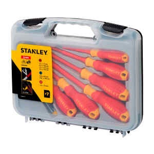 JUEGO DE 7 DESTORNILLADORES AISLADOS, 1,000 VOLTIOS, MAXSTEEL, No. 1 Y No. 2, 2.5, 3, 4, 5.5 Y 6.5 MM. MARCA STANLEY