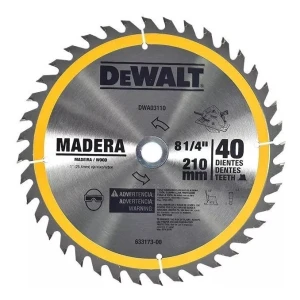 DISCO DE SIERRA, 8-1/4 PULG, EJE 1 PULG ADAPTADOR DE 5/8 PULG, 40 DIENTES DE CARBURO, P/MADERA. MARCA DEWALT