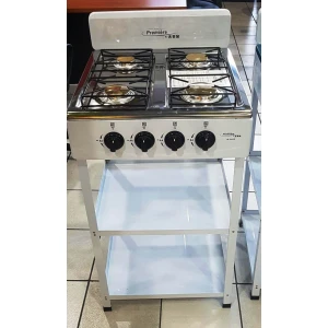 Estufa a gas de pedestal con 2 entrepaños de 4 hornillas – PREMIERE BY ABM
