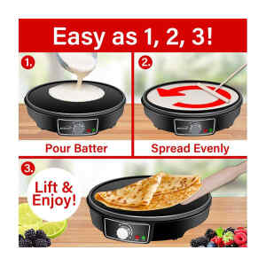 Máquina eléctrica para crepas, Panqueques y espátula – BRENTWOOD