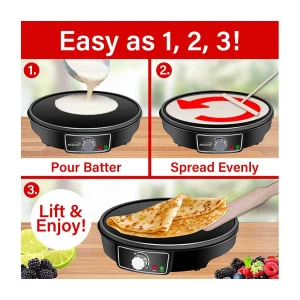 Máquina eléctrica para crepas, Panqueques y espátula – BRENTWOOD