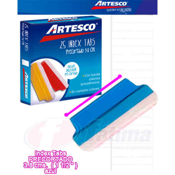 Index Tab Artesco Precortado 1 1/2"(3.8 Cm.), Azul X 1