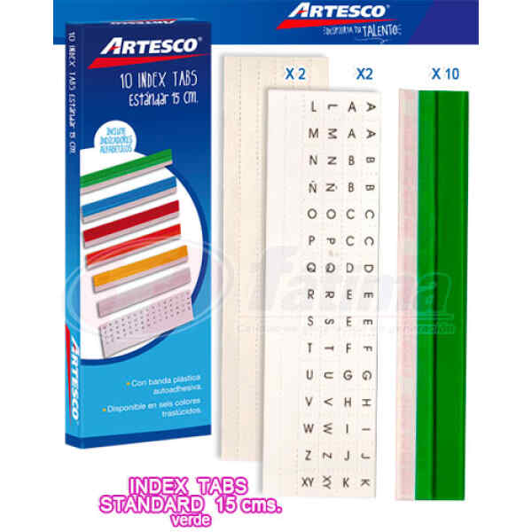 Index Tab Artesco Standard 15 Cm., Verde X 1