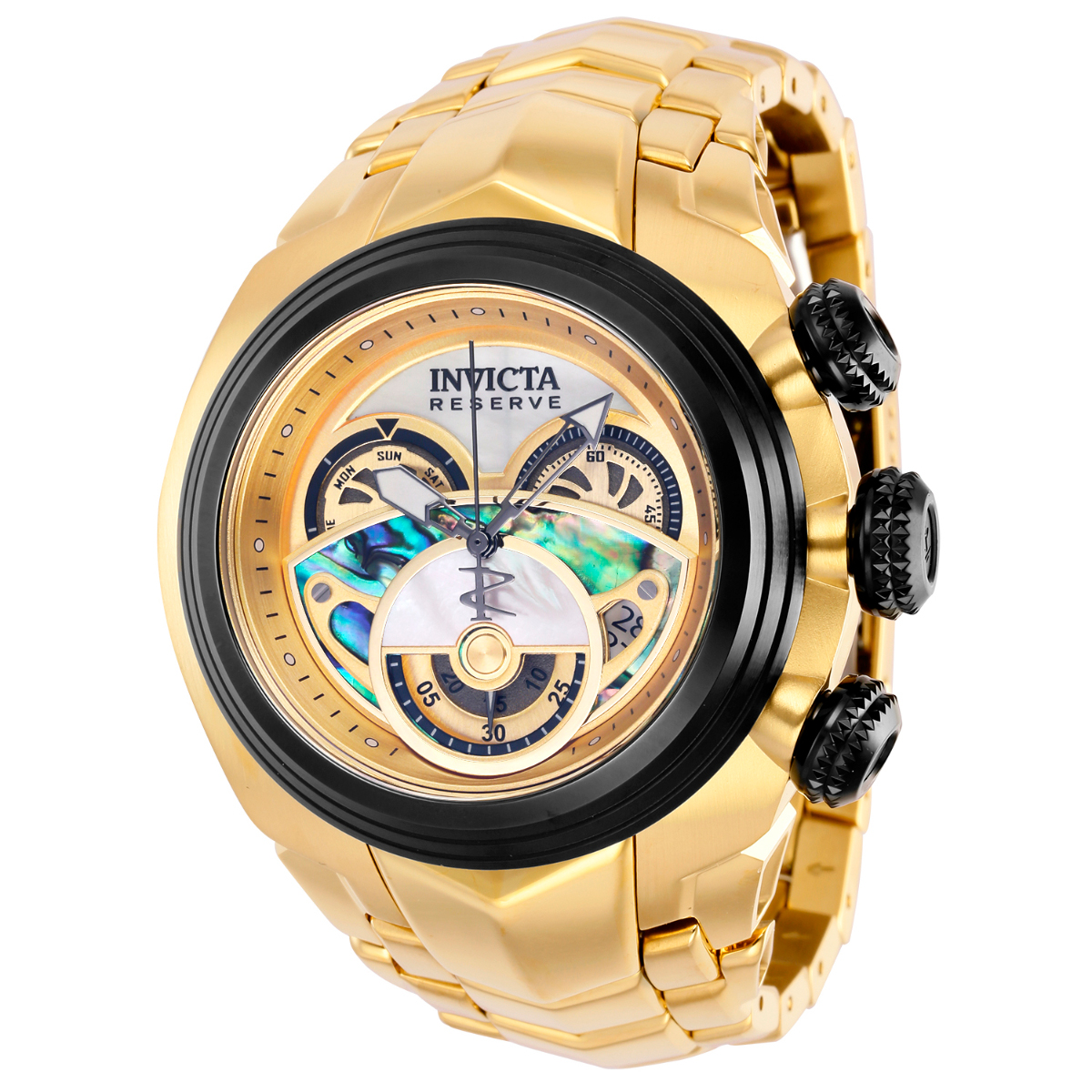 Reloj Reserve Suizo Oro y Negro INVICTA