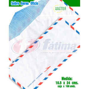 Sobre De Papel Y Cartulina Bretton Aereo Oficio Cx100, 01 Blanco X 1