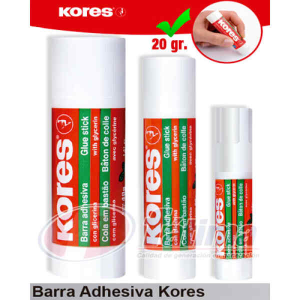 Goma En Barra Kores 20 Gr, Blanca X 1
