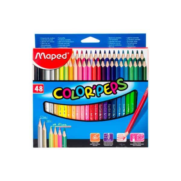 Crayon De Madera Maped 832048 Color Peps Triangular, 48 Colores X 1
