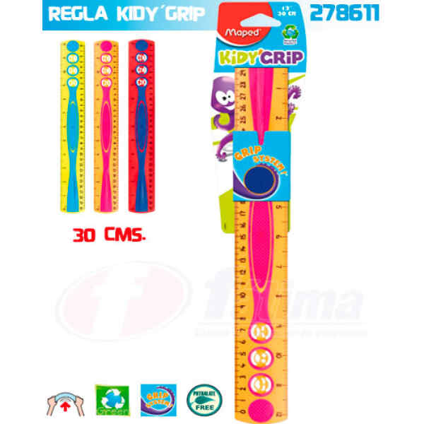 Regla Lineal Maped 278611 Kidy´Grip 30 Cm, Varios X 12