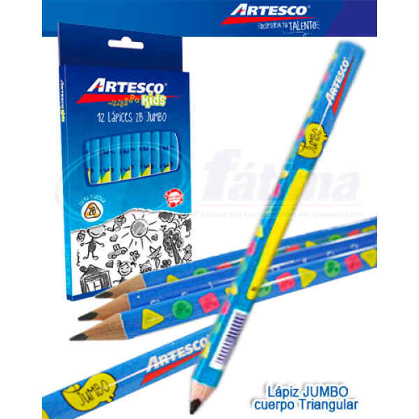 Lapiz Artesco 16317004 Jumbo Triangular, Azul X 12