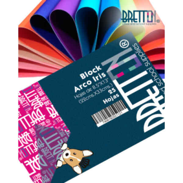 Block Arco Iris, Cartulina De Colores 8 1/2″ X 13″ 25 Hojas, Colores Varios X 1 Block Arco Iris, Cartulina De Colores 8 1/2″ X 13″ 25 Hojas, Colores Varios X 1