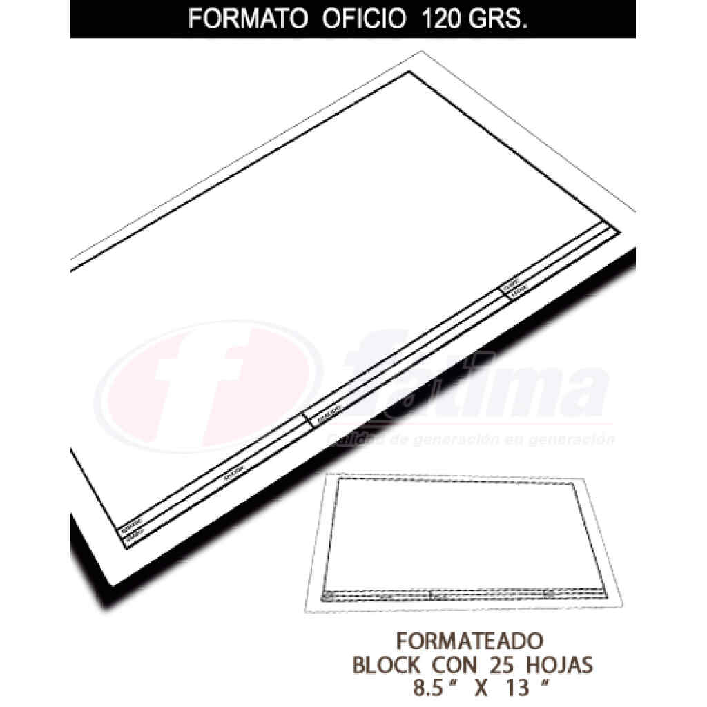 Formato Bretton Nacional 120 Gr. 8.5" X 13" Block X 25 Hojas Oficio