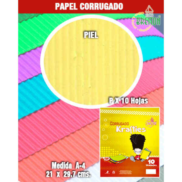 Papel Corrugado En Hoja Bretton E-161-8008  A-4 21 X 29.7 Cm., Piel X 10