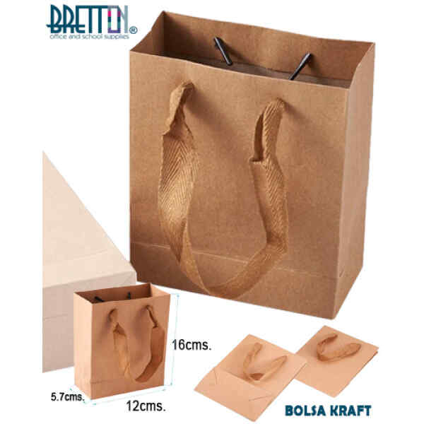 Bolsa Usos Varios Bretton De Papel Kraft Tamaño 12X16X5.7Cm, Cafe X 1