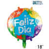 Globos Metalicos Bretton Texto “Feliz Dia”  Forma Redondo Tamaño 18″, Varios X 1