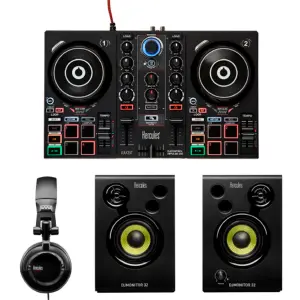 Consola DjLearning Kit Worldwide Inpulse 200 2 Altavoces DJ Monitor32 y Auriculares DJ45 | HERCULES