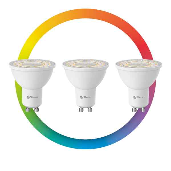 3 Focos Led Dicroicos Wifi Rgb+W