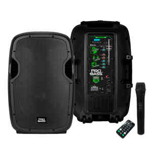 Bocina 15plg. Recargable C/MP3/USB/SD/Bluetooth MIC. Inalambrico 1600W Clase D | PRO BASS