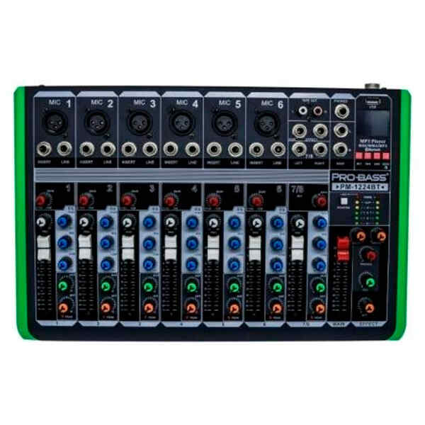 Consola 12 Canales USB/MP3/BT/FX/48V | PRO BASS