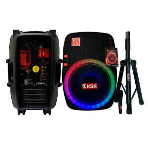 Bocina 15plg. Krs-Link Recargable BT/USB/Micro SD/FM/Mic/Stand/Led Multicolor | KAISER