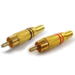Conector RCA Macho con Cola R/N Gold Par | PL-100BRG – TMC