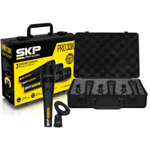 Microfonos Dinamicos con Clips 3 Mics con Estuche | PRO-33K – SKP
