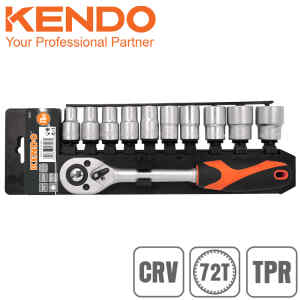 Juego Ratchet Y Copas 1/4, 5 – 14 Mm, 11 Pcs, Kendo 16209