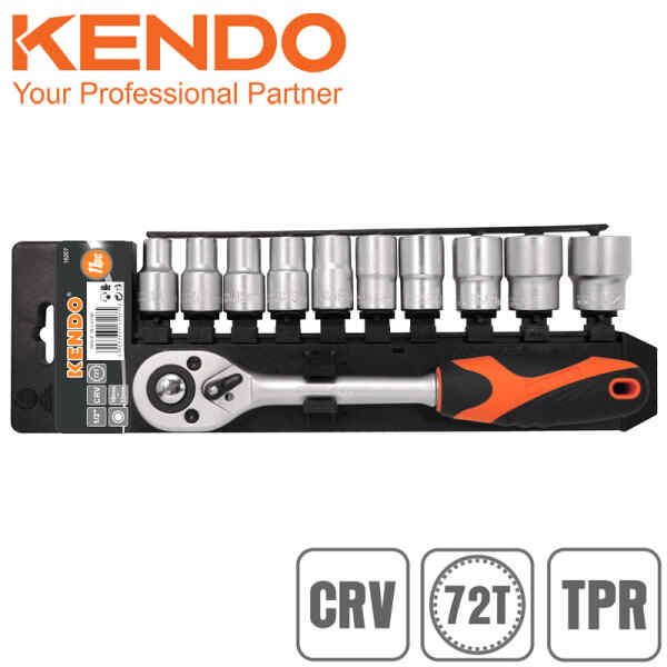 Juego Ratchet Y Copas 1/4, 5 – 14 Mm, 11 Pcs, Kendo 16209