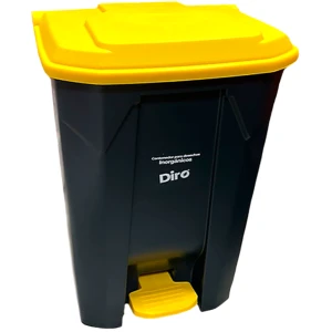 Basurero Con Tapadera Y Pedal Amarillo 80 Lts Diro Drb-802