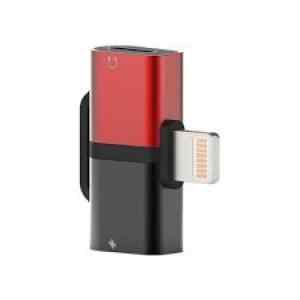 Adaptador Mini Dual Carga Y Audio Para Iphone St02 Rojo
