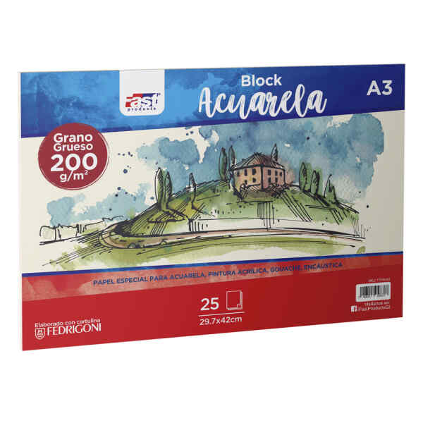 Block Acuarela Fast 25H. 200Gr. G. Grueso A-3 (5)
